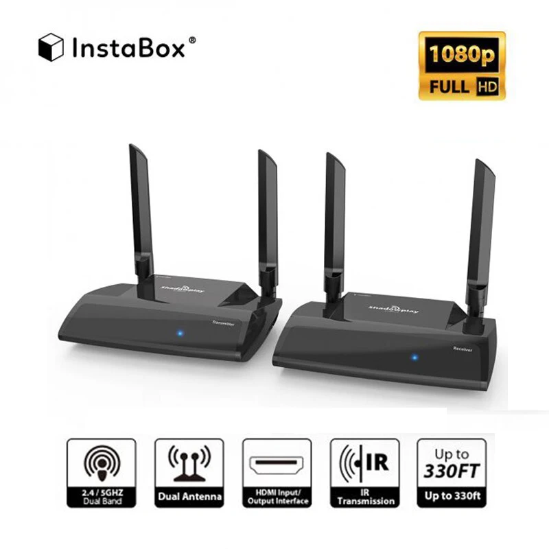 InstaBox Shadowplay SP2 HD 1080P 2 4/5 0 GHz 330Ft комплект беспроводного передатчика и приемника HDMI