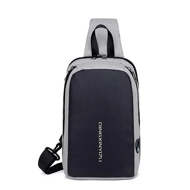 Мода USB зарядка сумки через плечо с защитой от краж нагрудная сумка в стиле кэжуал