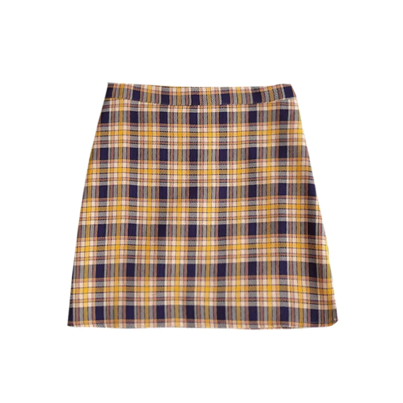 2019 клетчатая юбка весна и осень женская короткая хлопковая с высокой талией