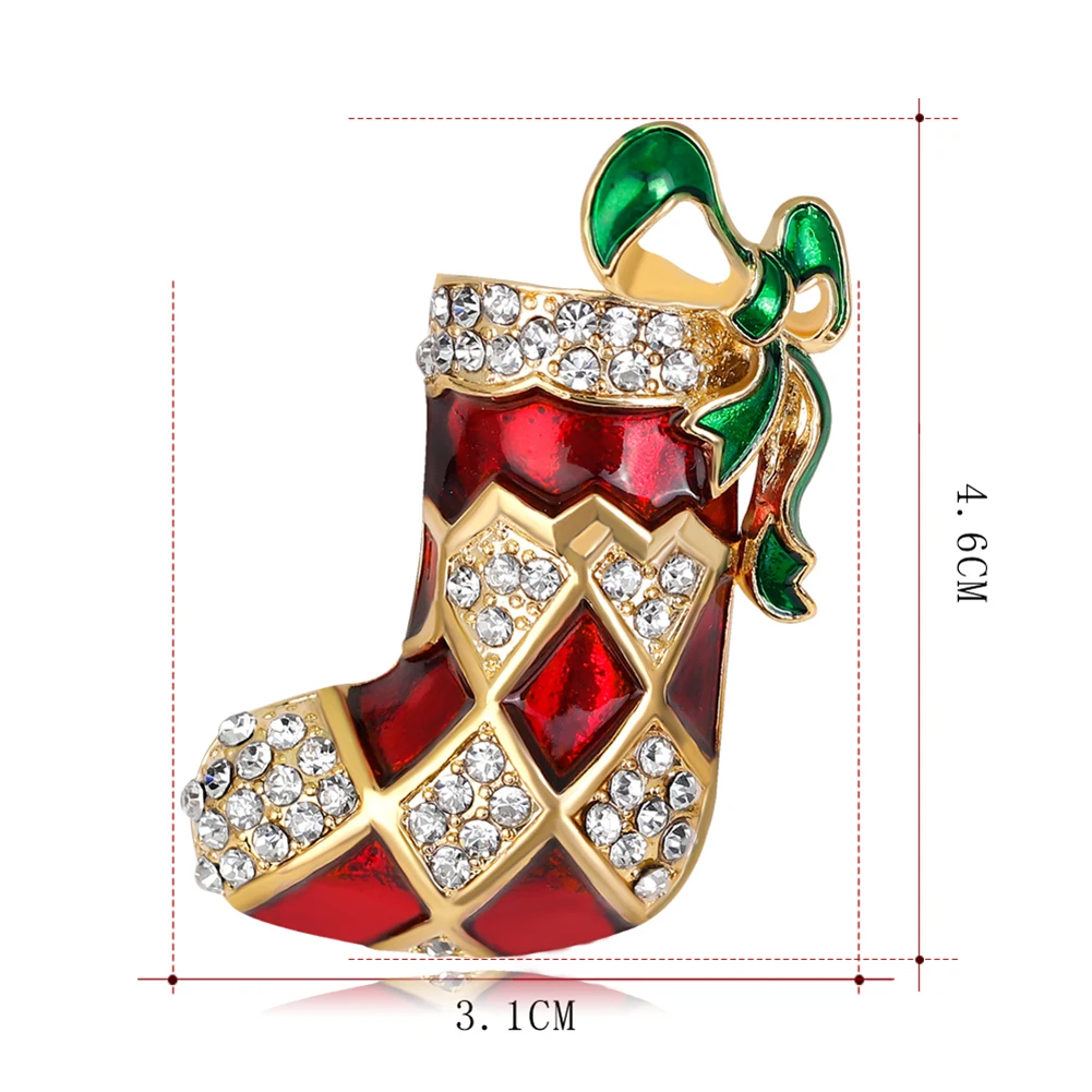 Shiny Rhinestone Enamel Christmas Stocking Party Brooch Pin Family Xmas Gift | Украшения и аксессуары