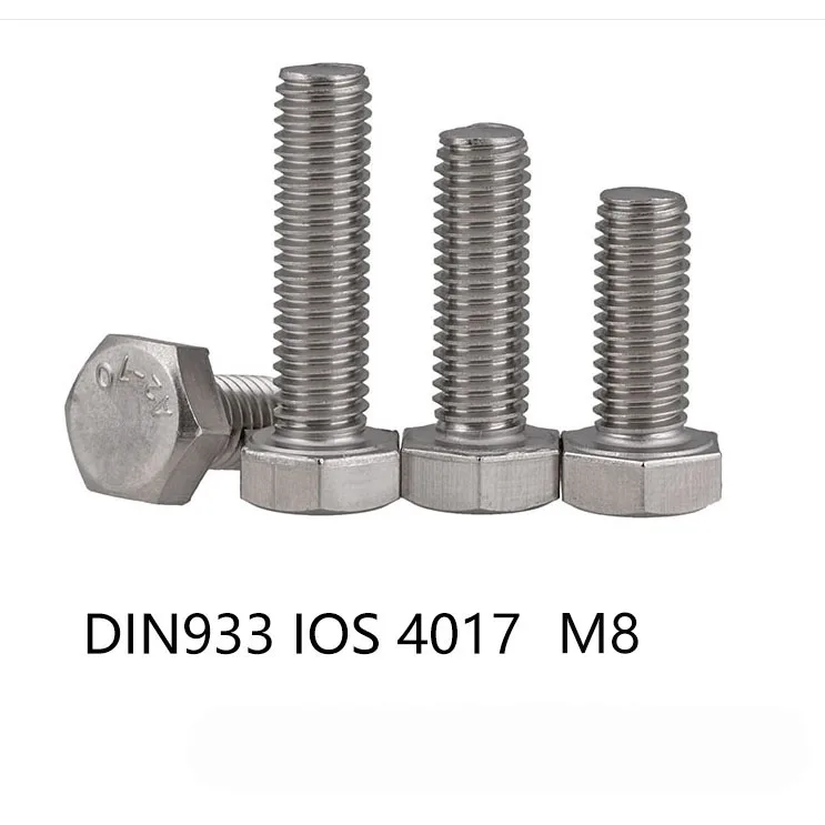 5 шт. DIN933 IOS4017 M8 Нержавеющая сталь 304 Шестигранная головка винты с шестигранной