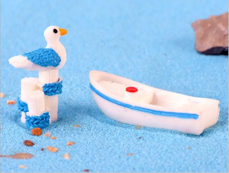 1 шт. Чайка \ деревянный ворс лодка украшения для миниатюрных садов микро