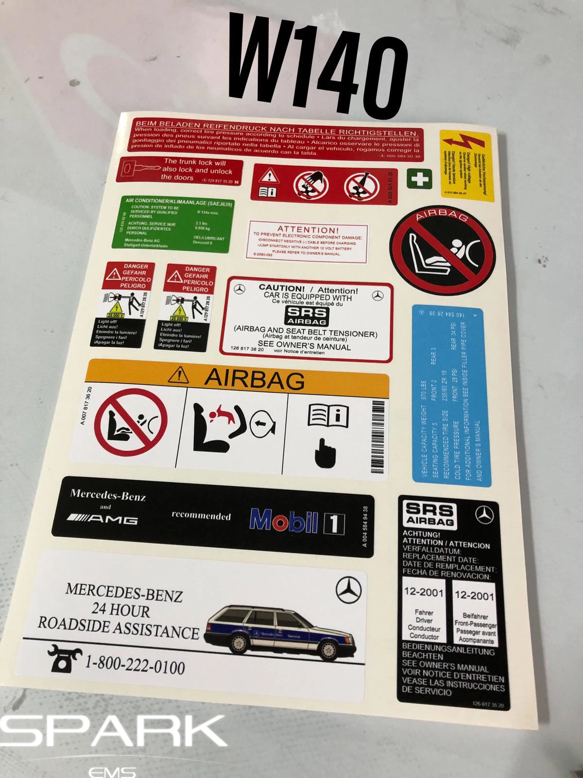 Spark EMS Mercedes w140 s320 s500 s600 s300td s350td s300d s350td Наклейка Набор наклеек набор этикетка с принтом «Звезда», эмблема Оригинальная размер полный