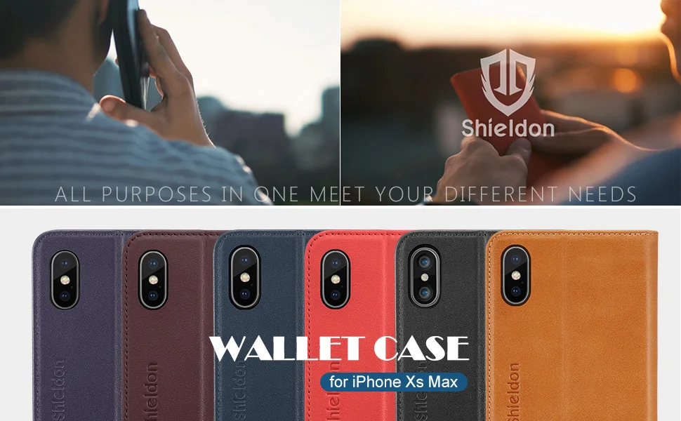 Чехол-бумажник SHIELDON для iPhone XS max【натуральная кожа слоты для карт ID держатель для карт автоматическое Пробуждение/Sleep【RFID blocking】чехол для XS Max