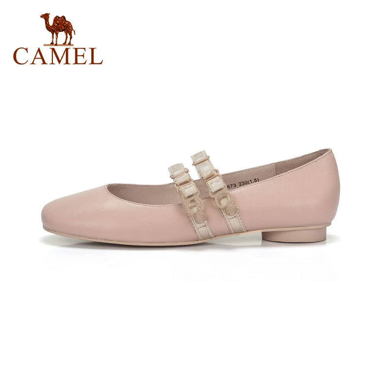 CAMEL/Женские Повседневные балетки на низком каблуке женские кожаные туфли с