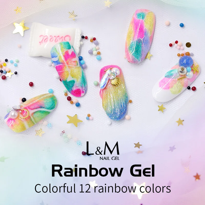 6 шт. бренд Gelartist белая бутылка милый цвет Радужный гель для ногтей впитывающий УФ