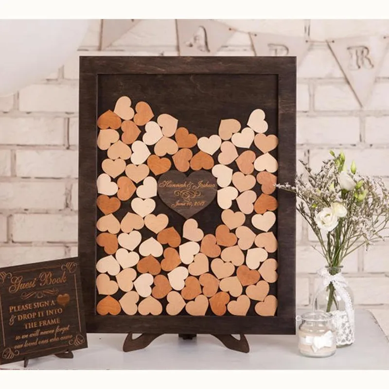 Индивидуальная Свадебная Гостевая книга альтернативная деревянная коричневая