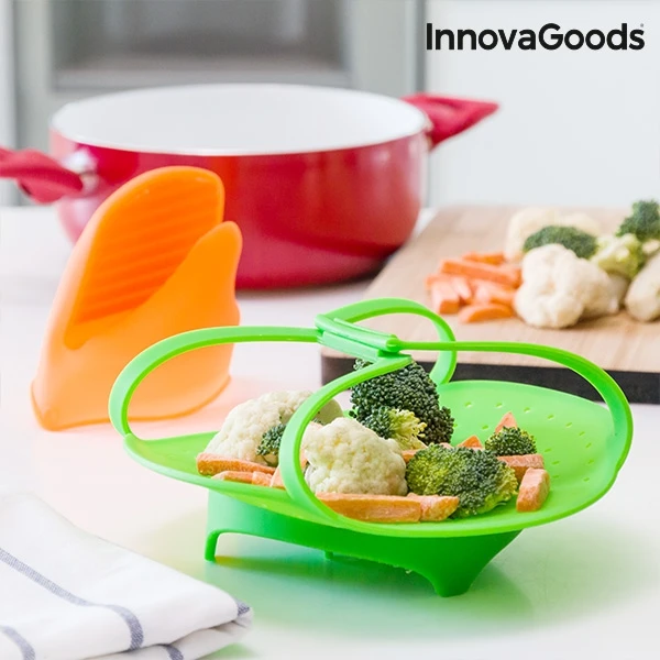 Innovagoods Vaporera para Verduras Plegable Silicona Cocina Fashion Comida saludable здоровая еда Verde | Дом и сад