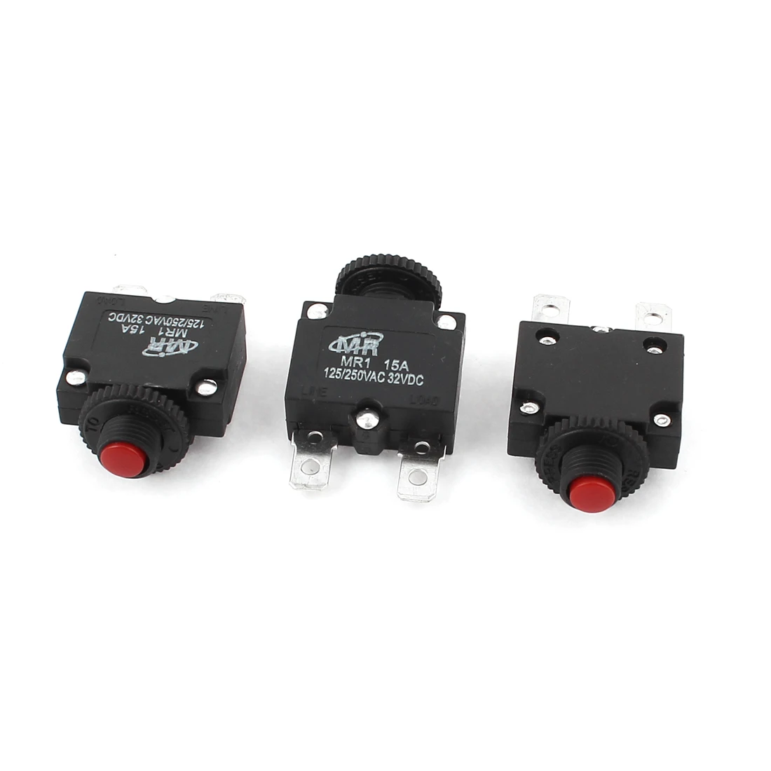 

UXCELL 32V Ac 125V/250V 15A Push Button Reset Quick Connect Circuit Breaker 3Pcs
