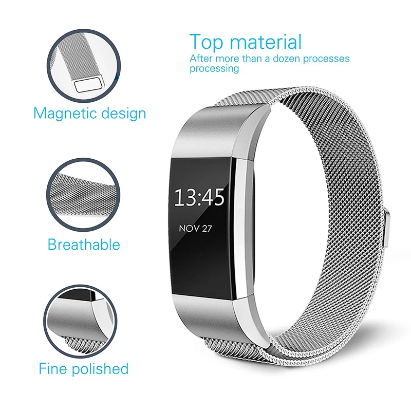 JKER нержавеющая сталь Магнитная Миланская петля ремешок для Fitbit Charge 2 замена Браслет ремешок для Fitbit Charge 3 ремешок для часов
