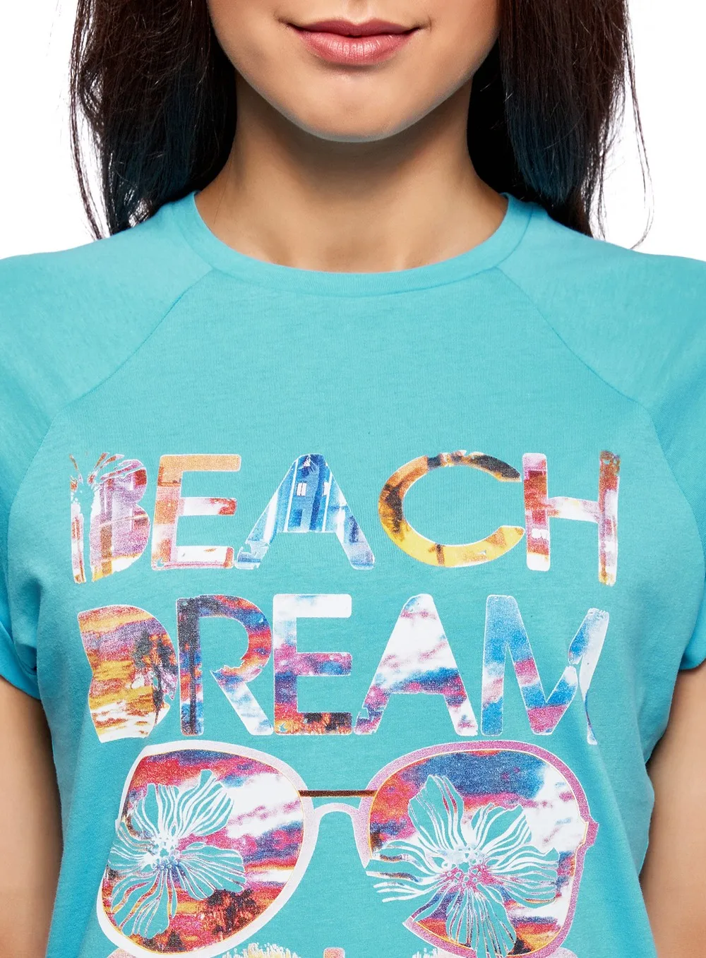 oodji Футболка хлопковая с принтом 14707001 38 46154|top tees|t-shirt cottontop cotton |