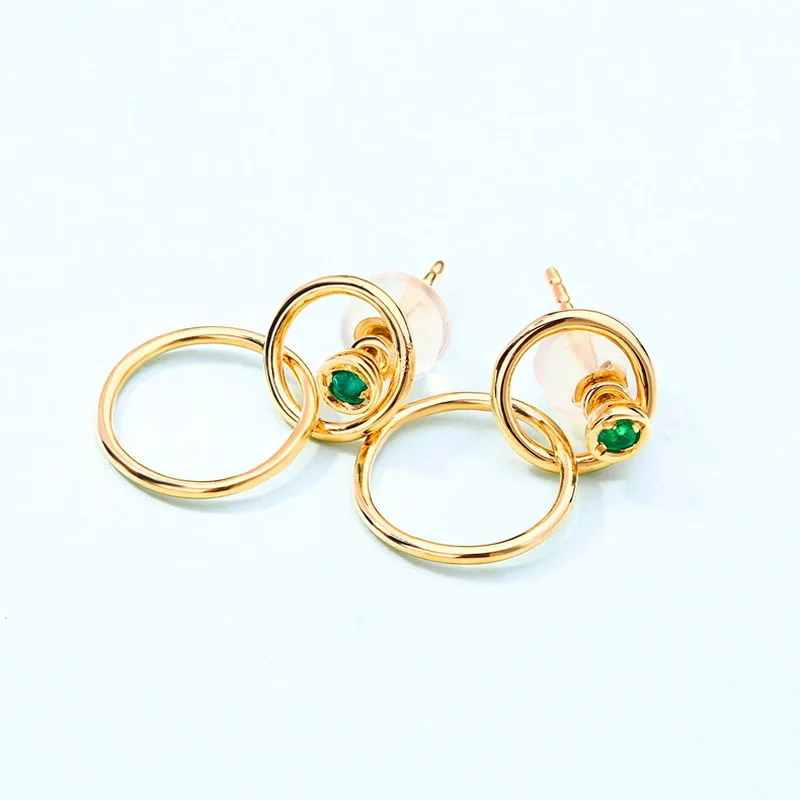 Женские свадебные серьги капельки ANI 14K из желтого золота с натуральным изумрудом