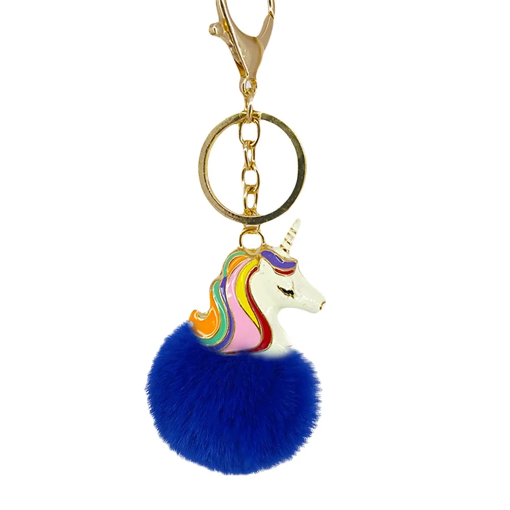 Симпатичные Искусственный Мех животных мяч мультфильм Единорог брелок сумка