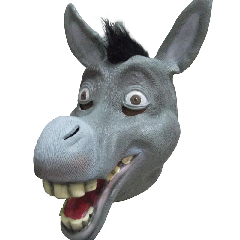 Donkey Mask Латексная Маска Шрек, маска на голову Ослика, костюм, маска на Хэллоуин, Шрек Ослик, косплей, полная голова, зеленый, для взрослых, маскарад, косплей, реквизит - Цвет: Donkey Mask