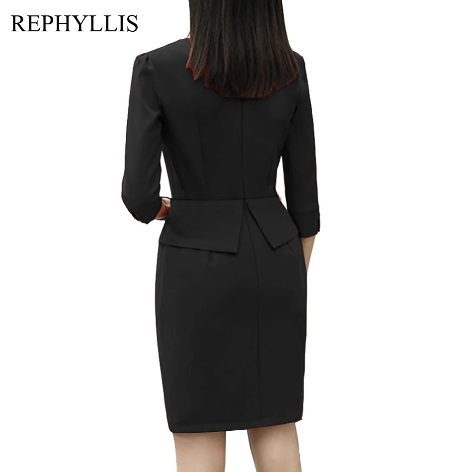 

REPHYLLIS Women Irregular Ruffle O Neck 2/3 Sleeve OL Style Robe Bodycon Wear to Casual Party Elegant Work Office Business Dress