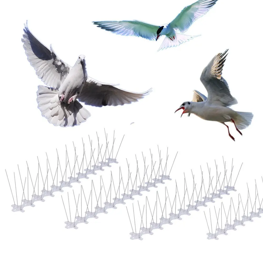 

10pcs Bird Spikes Stainless Steel Spike Strip 48cm Plastic Bird Repellent Durable Anti Pigeon Bat Deterrent