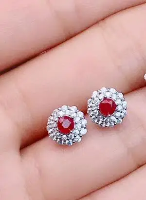ruby KJJEAXCMY бутик ювелирных изделий 925 стерлингового серебра инкрустированные натуральный рубин сапфир изумруд женские серьги поддержка обзор роскошный - Цвет камня: ruby