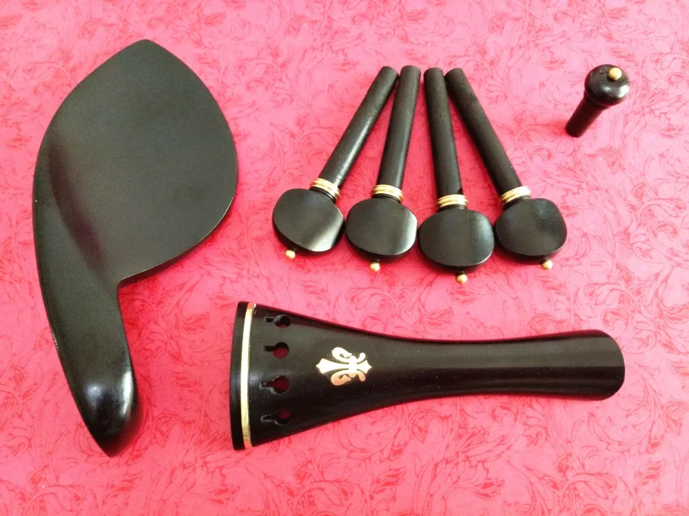 

1 set New high quality 4/4 ebony violin parts, Inlaid copper flower