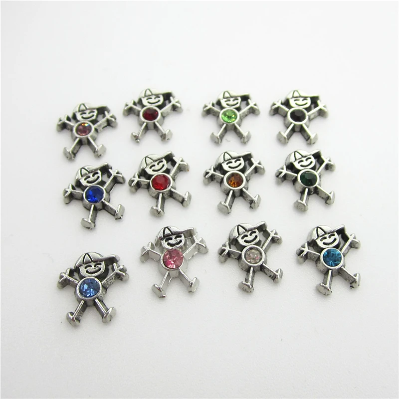 

60pcs/lot Mix 12Color Birthstone Boys Floating Charms Living Glass Memory Lockets Floating Charms DIY Jewelry Accessory