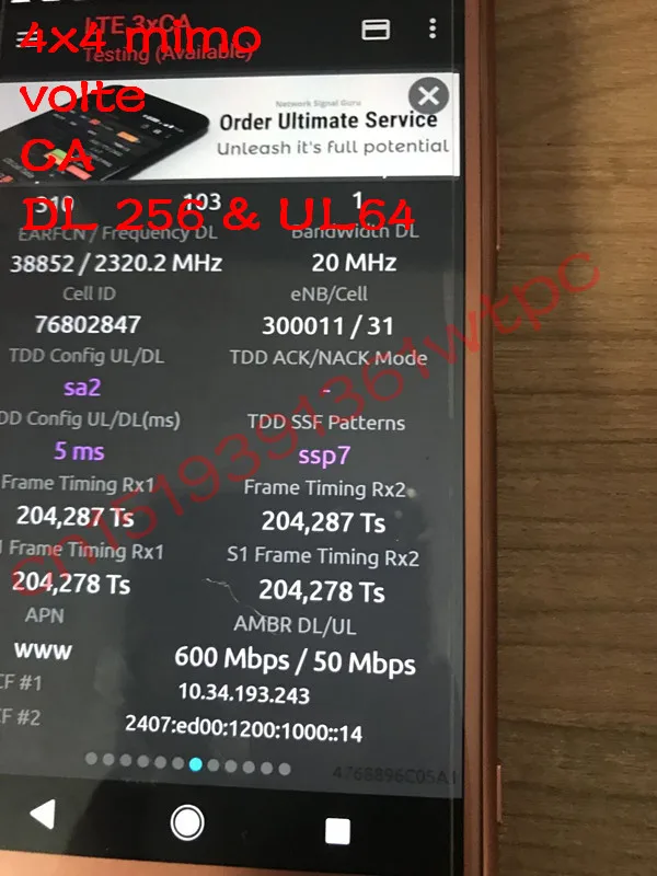 DHL+ идеальная стабильная Лицензия+ XZP G8141 Tems pocket17.2+ VOLTE+ 4x4MIMO+ 256QAM+ 3CC+ 4CC тестирование