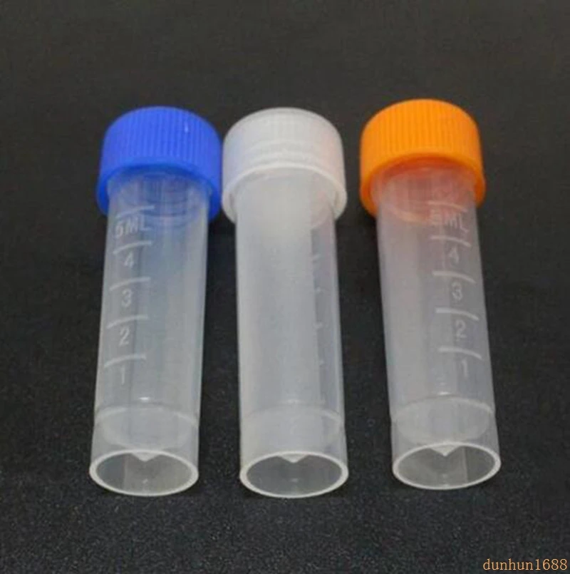 

1000pcs 5ml Plastic Frozen Test Tubes Vial Screw Seal Cap Pack Container with Silicone Gasket cosmetic tube #3
