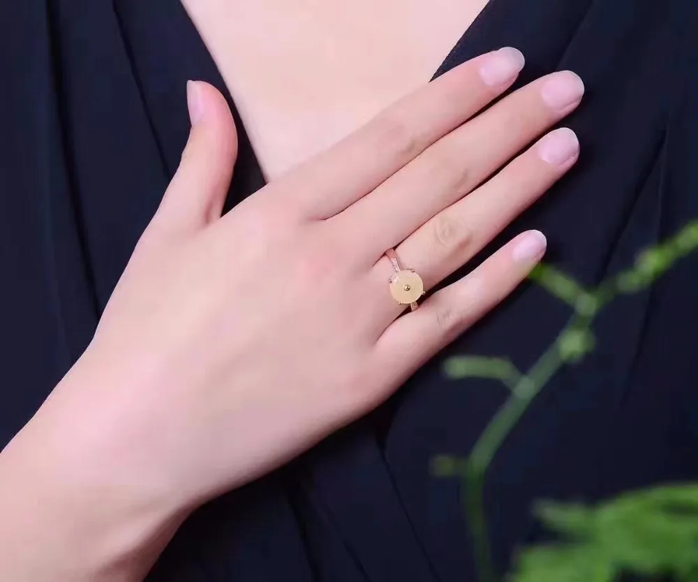 

KJJEAXCMY fine jewelry 925 sterling silver inlaid natural gemstone amber wax female ring support test