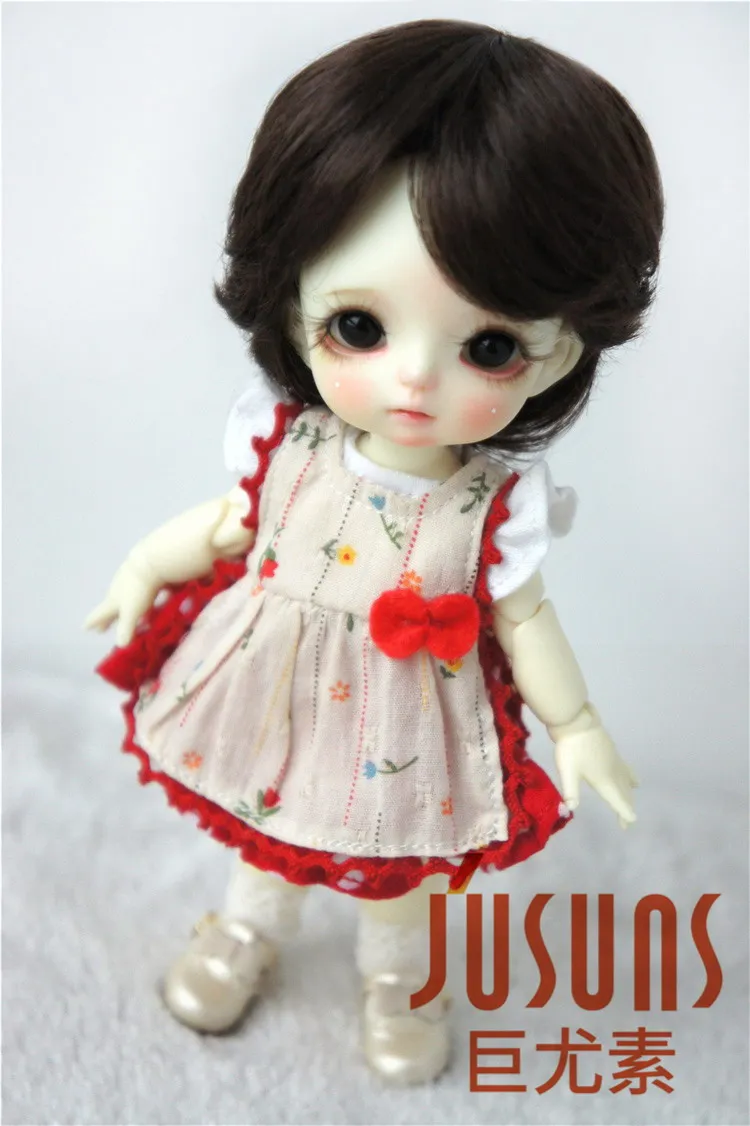 JD075 1/8 Модные Синтетические мохер BJD парики для кукол Размер 5-6 дюймов модные короткие кукольные волосы высокое качество Аксессуары для кукол - Цвет: Coffee Black SM7