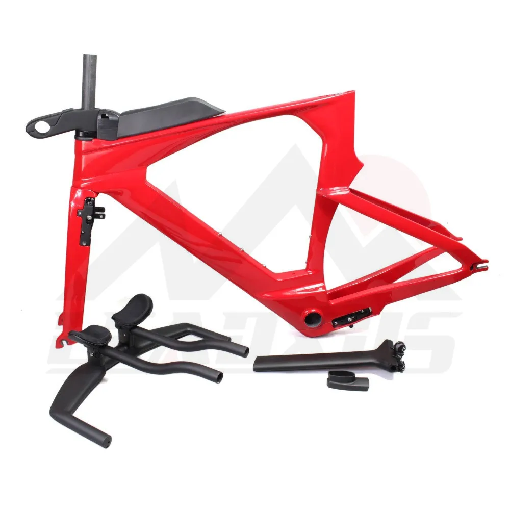 Дешево Углеродная велосипедная Рама LEADXUS KX3000 Red Time Trail для триатлона, рама для велосипеда TT, Гоночная рама, вилка, подседельный штырь, гарнитура, зажи...