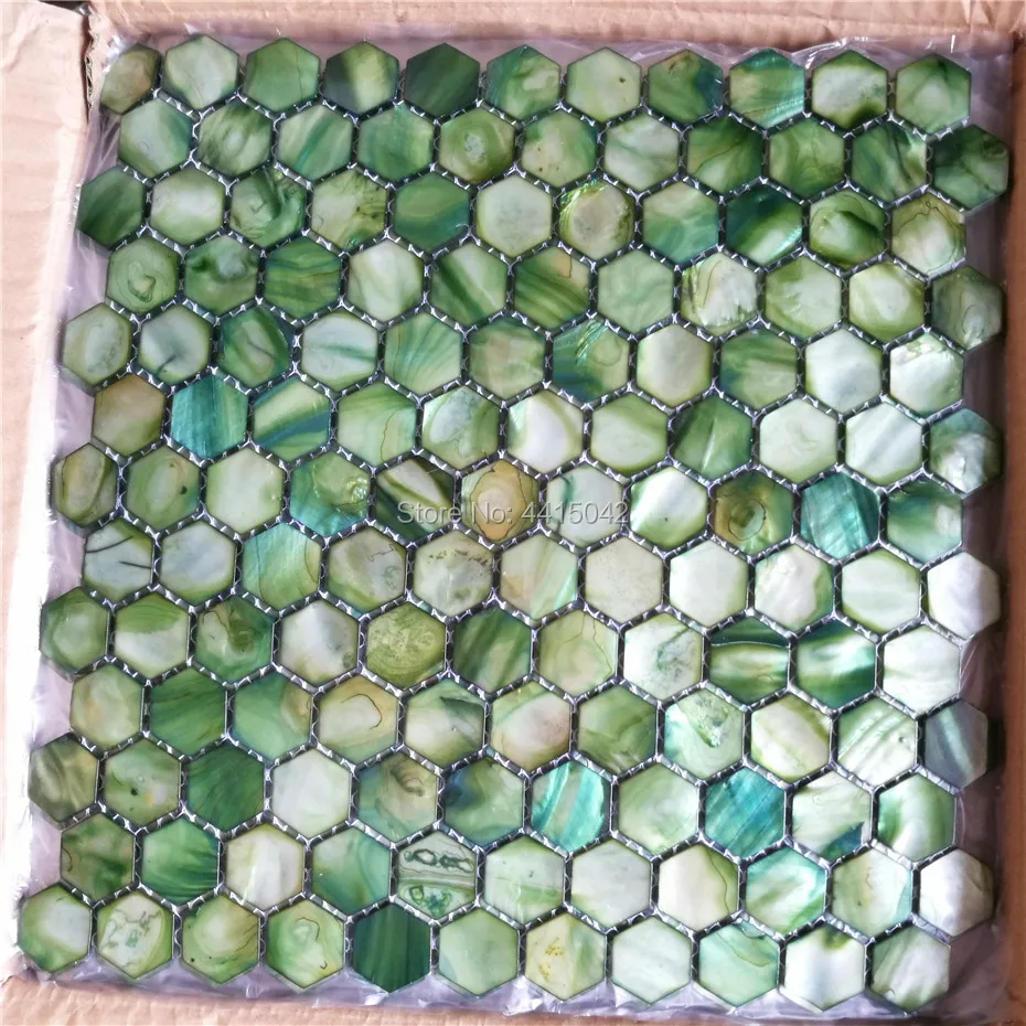 

Green mother of pearl mosaic tile for home decoration backsplash and bathroom wall tile hexagon pattern 1 square meter/lot