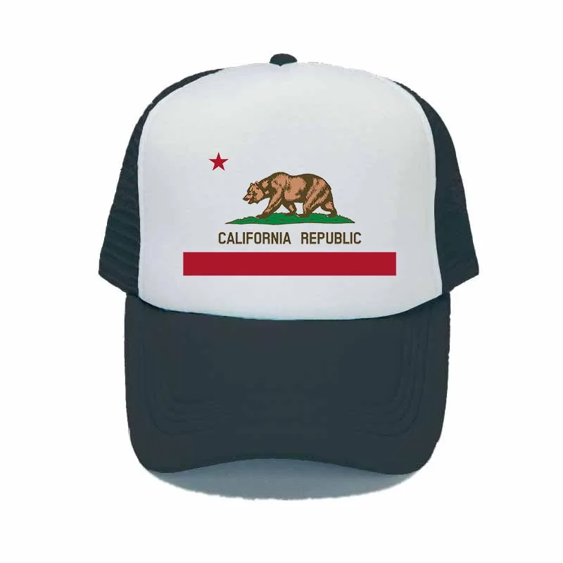Калифорнийский медведь Кепка Дальнобойщик для мужчин и женщин Флаг