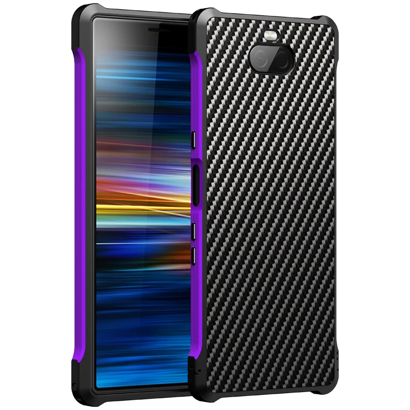 Conelz Case for Sony Xperia 10 Cover Aluminum Alloy Bumper Carbon Fiber TPU Protective Shell For | Мобильные телефоны и