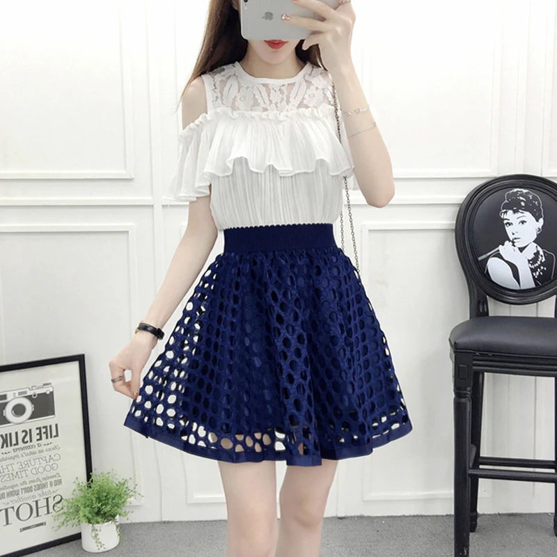 Летний новый сетки юбки женская высокой талии диких puff слово юбка|mesh skirt|waist skirthigh