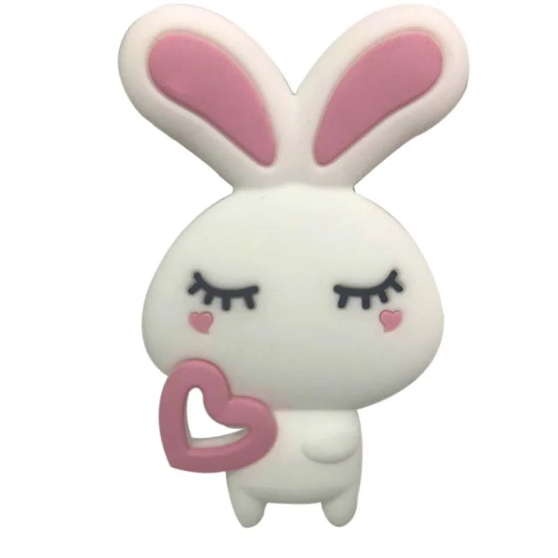 rabbit-white Силиконовые Прорезыватели, сделай сам, животное, коала, детское кольцо, прорезыватель, BPA FreeInfant, Сова, коала, бусины, сделай сам, цепочка для детей, прорезыватель, подарок, игрушки для малышей - Цвет: rabbit-white