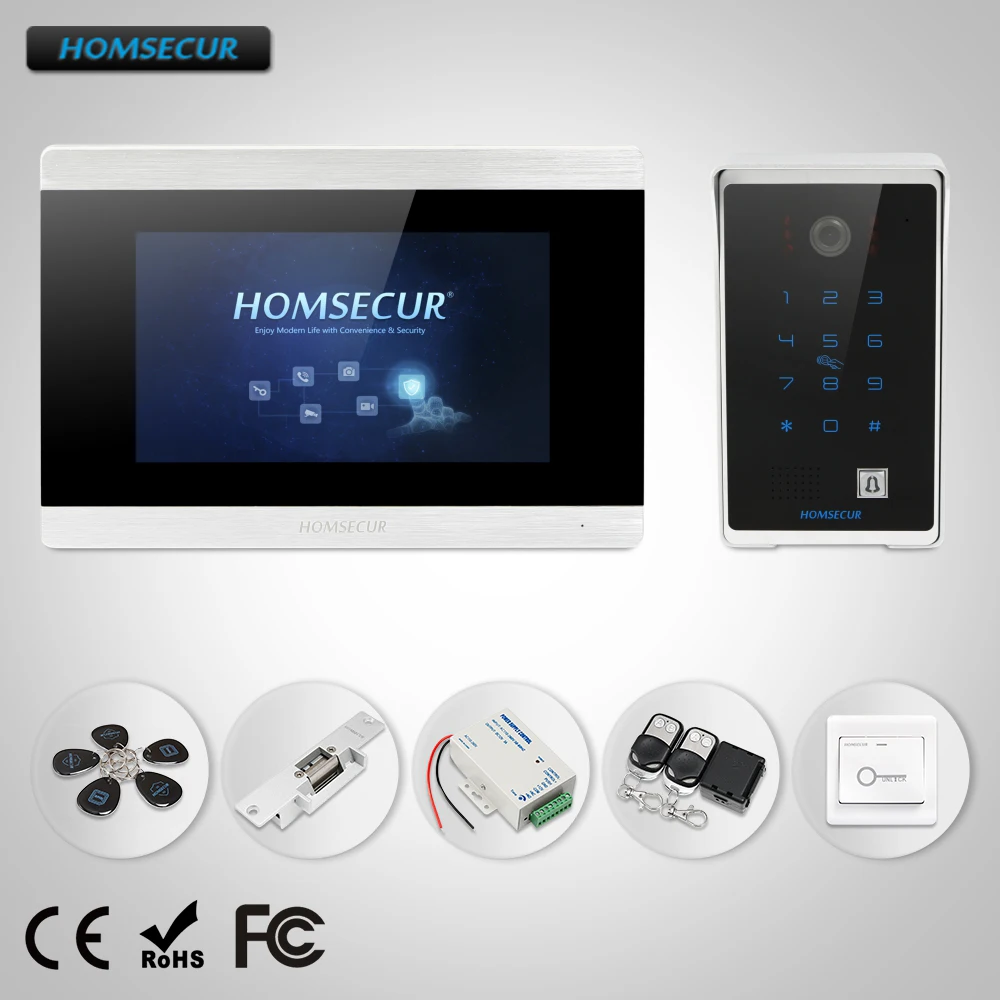 

HOMSECUR 7 "Проводной Свободные Руки Видеодомофон Система Телефонного Звонка + Доступ по Паролю