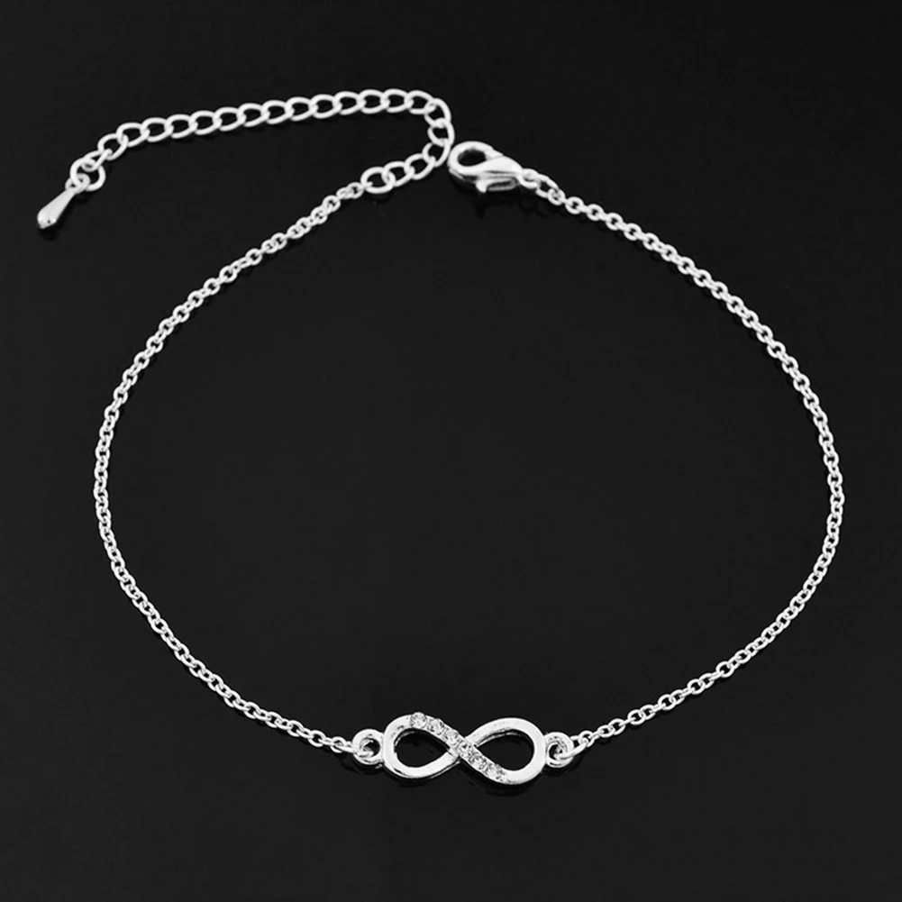 Для женщин простой бесконечной любви горный хрусталь 8 Форма кулон Тонкий браслет цепочка Ювелирные