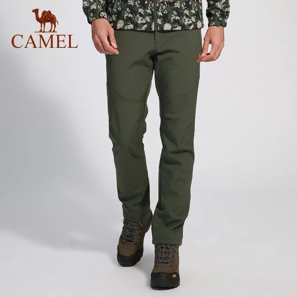 CAMEL мужские и женские уличные походные брюки Softshell ветрозащитные термо гибкие