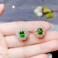 kjjeaxcmy boutique jewelry 925 sterling silver inlaid natural gemstone diopside female ring support detection new