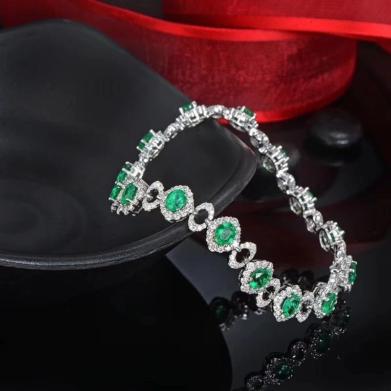 

KJJEAXCMY fine jewelry 925 sterling silver inlaid natural gemstone emerald ladies bracelet support inspection