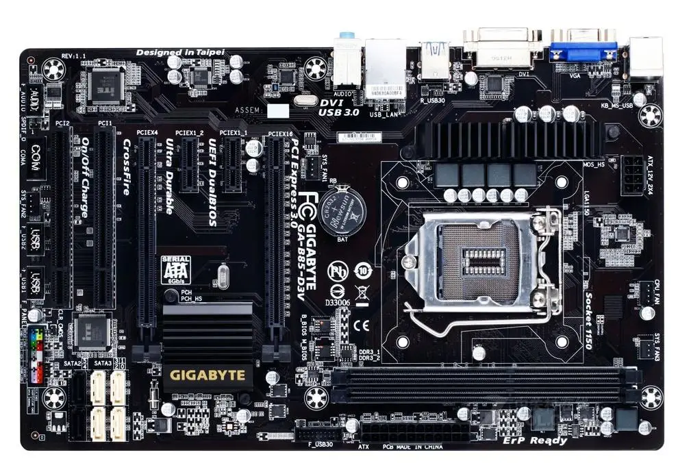 Для Gigabyte GA B85 D3V оригинальная б/у десктопная материнская плата LGA 1150 i3 i5 i7 DDR3 16G ATX в