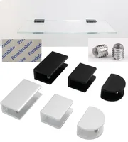 10Pcs/Lot Silver Matte Black Aluminum Wall Glass Shelf Clamp Bracket Holder Clip No-Drill Fixed Panel Glass Clamp