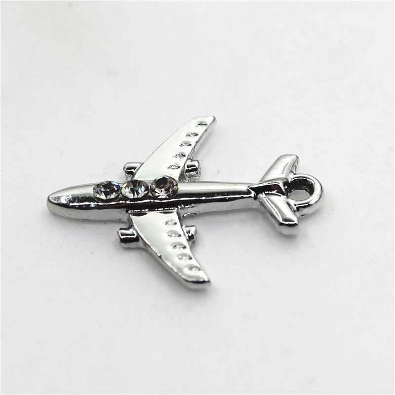 

Hot Selling 20pcs/lot Silver Plane Charms Dangle Charms Diy Bracelets Pendants Jewelry Accessory Floating Crystal Hanging Charms