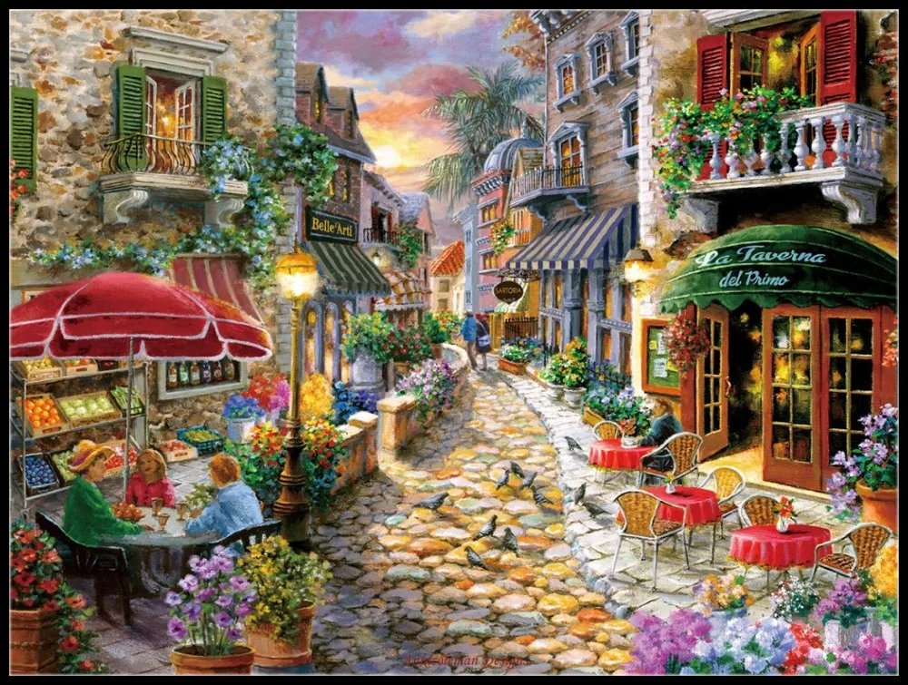 Buy Counted Cross Stitch Kits Needlework Embrodery - Crafts 14 ct Aida DMC Color DIY Arts Handmade Home Decor Late Afternoon on