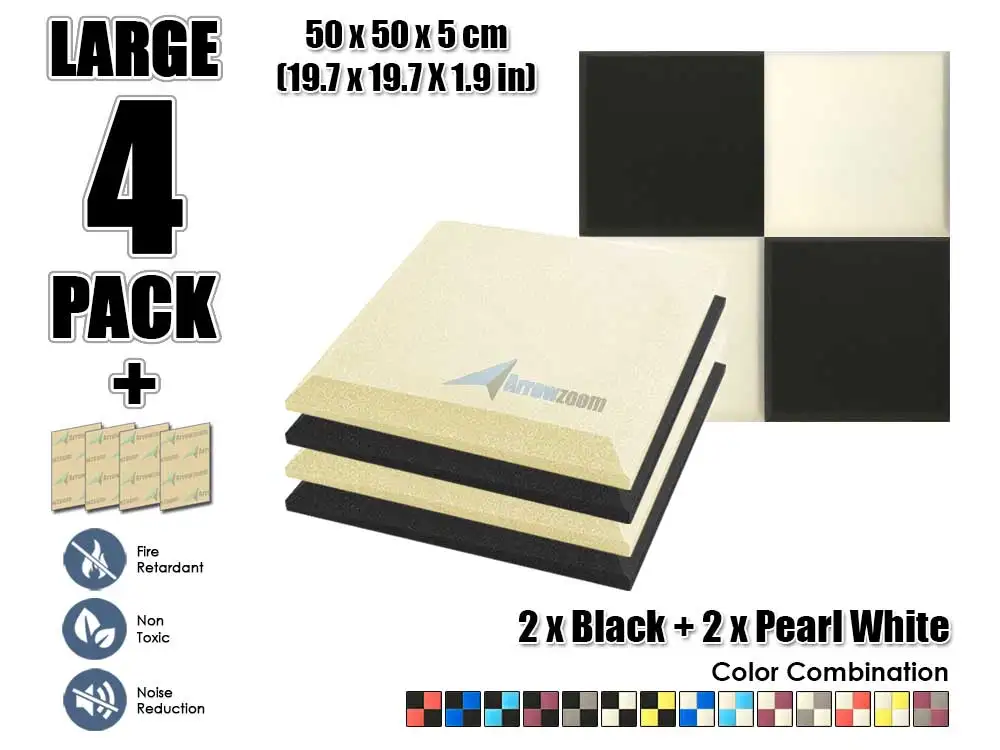 Black and P. White Arrowzoom 4 шт. 19," x 19,7" x 1," Цветная комбинация плоская коническая плитка студия Звукопоглощающая Панель акустическая обработка пены - Цвет: Black and P. White