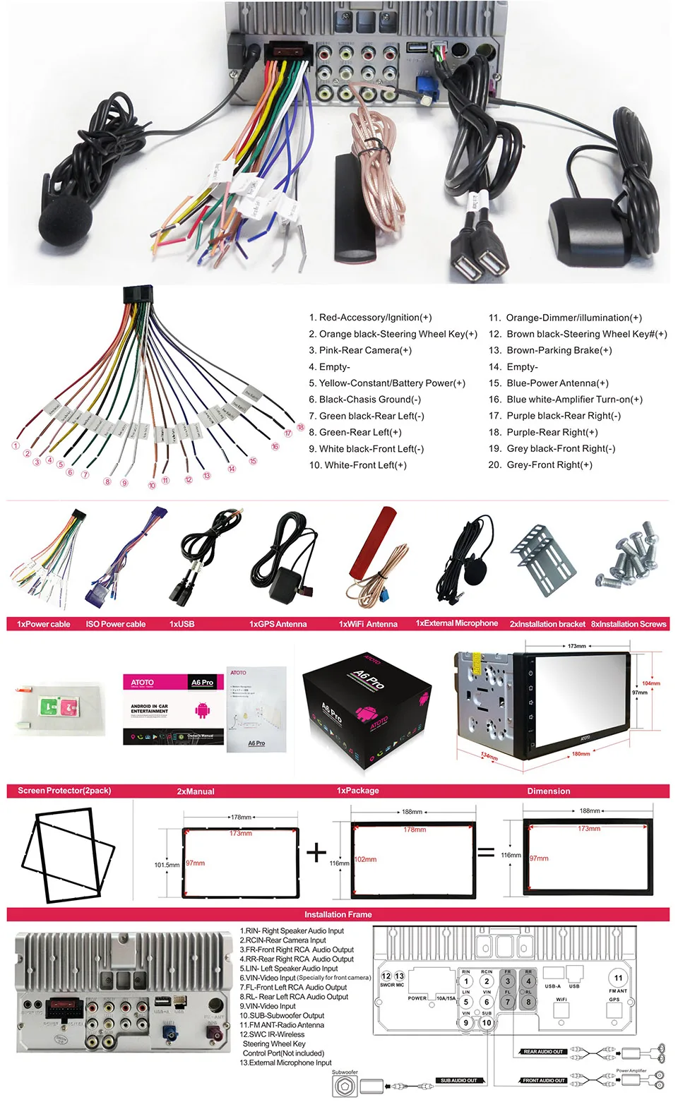 ATOTO A6 2 Din Android автомобильный gps стерео плеер/2x Bluetooth/A6Y2721PR-G/управление жестами рук/Indash двойной din радио/WiFi USB