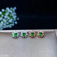 kjjeaxcmy fine jewelry 925 silver inlaid natural gem diopside ear nail support detection