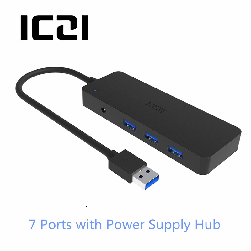 ICZI 7 в 1 Высокоскоростной портовый USB 3 0 концентратор с блоком питания постоянного