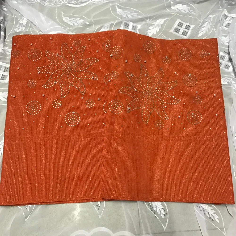 Новинка 2019 модная нигерийская вышивка aso oke gele с бусинами африканская ткань для