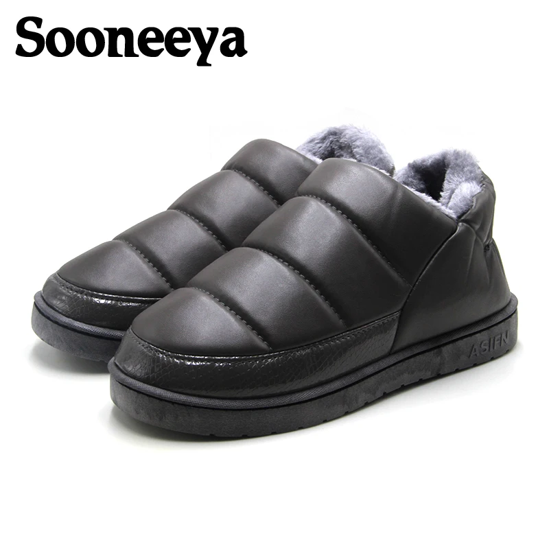 Sooneeya/46; плюшевые меховые тапочки; мужские теплые кожаные домашние шлепанцы; пара шлепанцев на плоской платформе; мужские мягкие домашние тапочки унисекс; Уличная обувь