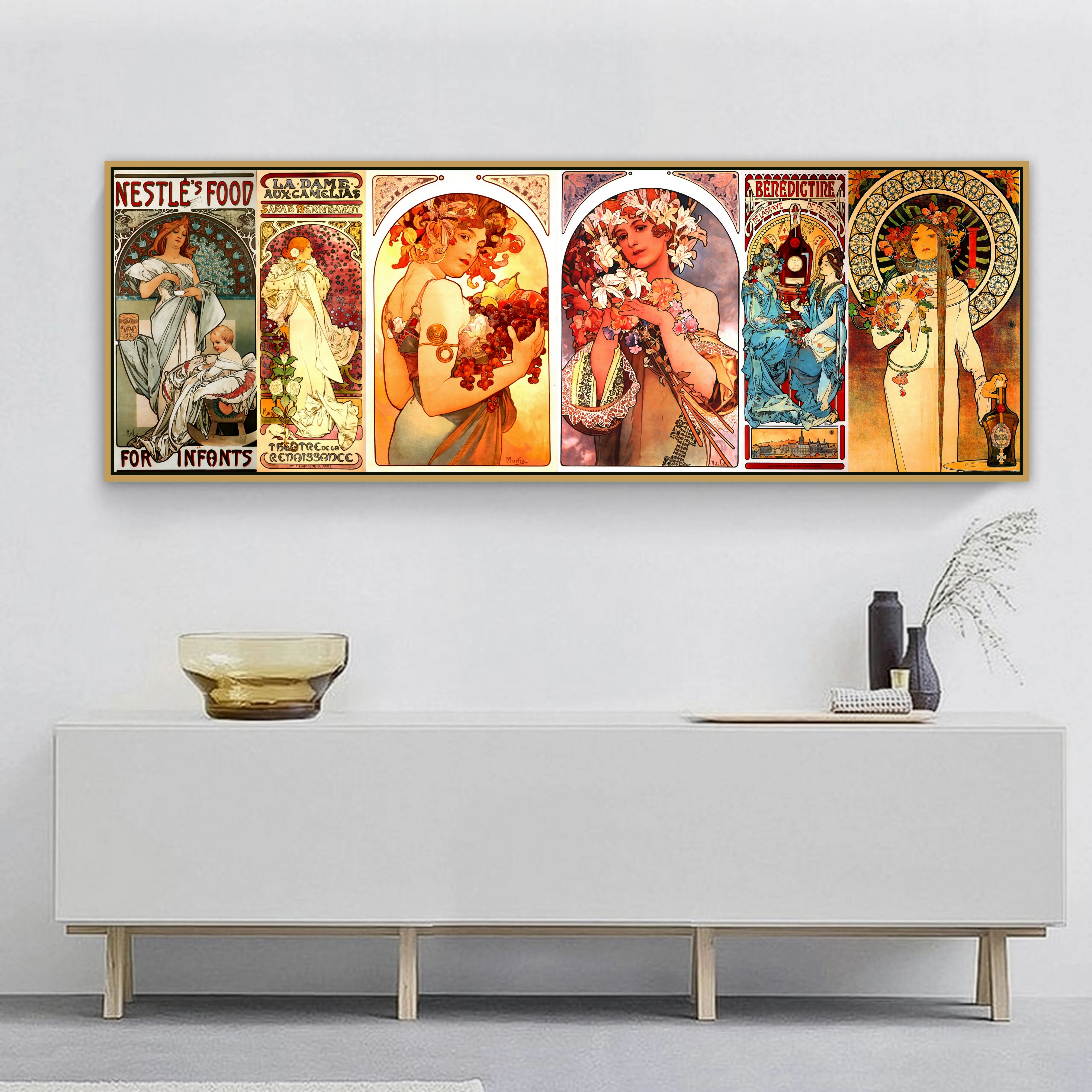 Женщина в цветы старый ретро реклама винтажные плакаты мотив фото коллаж холст