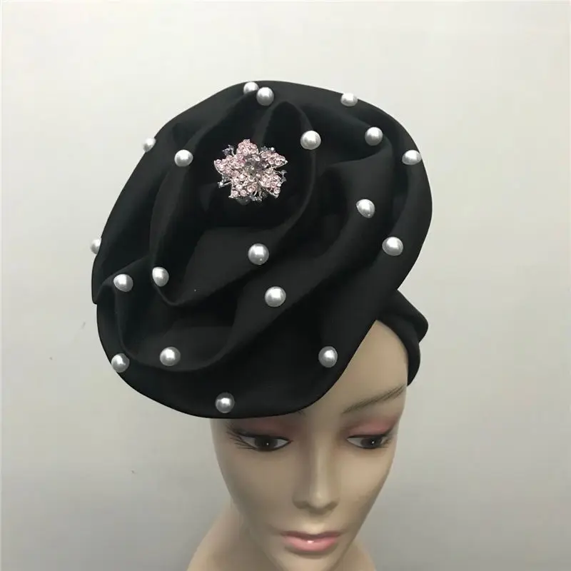 Красная уже изготовленная брошь Aso Oke цветок автоматический головной убор с